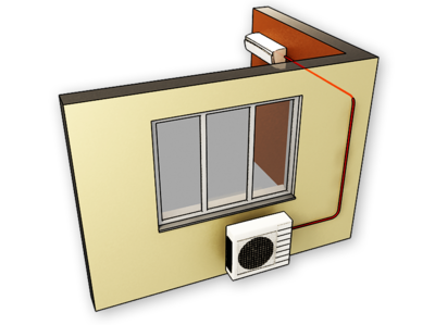 пример установки (монтажа) наружного блока кондиционера под окном